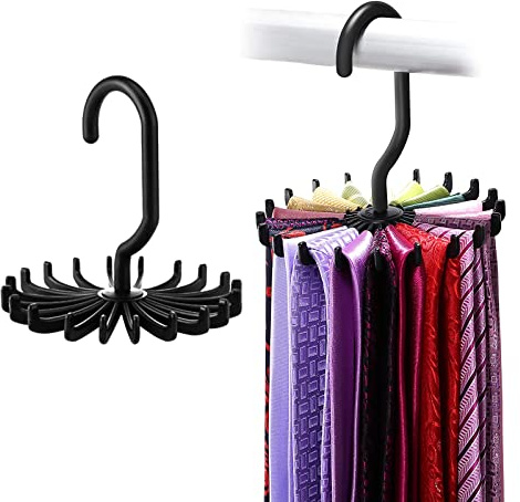2Pack Circular Tie Hanger Updated Twirl Tie Rack Adjustable Twirl Tie Rack Tie Belt, Multipurpose Organizer for Closet Storage