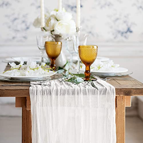 Tischläufer Hochzeit, Tischläufer mit Falten, Tischläufer Taufe, Tischläufer Hochzeit Kommunion Modern, Hochzeitsläufer Tischband for Hochzeit, Taufe, Kommunion (Weiß, 90 x 300 cm)