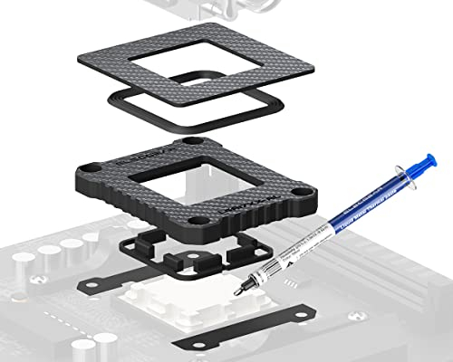 ElecGear AMD CPU Contact Frame + Liquid Metal Thermal Paste, Carbon Fiber Mod ILM for AMD Ryzen 7000 Zen4 Series on AM5 LGA1718 Socket, Replacement CPU Fixing Buckle with Protection Sealing Guard