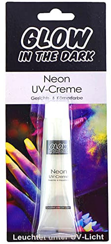 28 ml Glow in The Dark Neon Crema UV Maquillaje blanco para cara y cuerpo. Se ilumina con luz UV para fiestas (blanco)