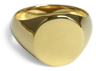 Herrenring Siegelring Gold rund massiv aus 925 Sterling Silber 18k vergoldet poliert für Gravur massiv mit Schmuckbox (68)