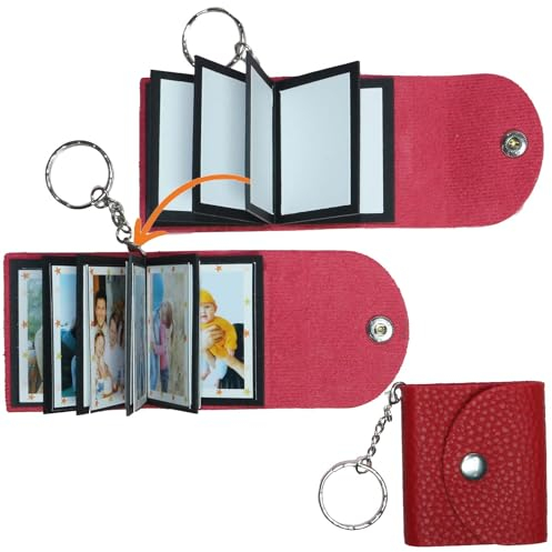 Mini porte-clés photo, petit porte-clés personnalisé en cuir avec photo à mémoire de forme, album personnalisé, mini porte-clés mignon avec livre d'images pour famille, petit ami, couples, chien,