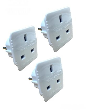 Let's Travel - 3 x UK to EU Travel Adapter Europe European Holiday Vacation Plug - By County Sales