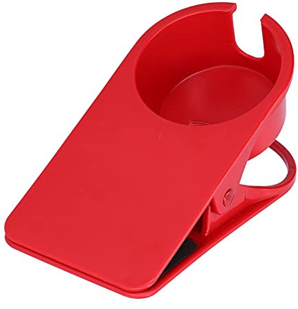 Kuuleyn Clip on Cup Holder, Table Edge Cup Clip, ABS Plastic Drinking Cup Holder Stand Clamp Large Plastic Desk Side Clip for Computer Game Table Red