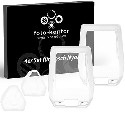 foto-kontor 2X Displayschutz + 2X Schutzhülle kompatibel mit Bosch Nyon 2 (BUI350) für Steuereinheit und Display Cover Ebike Case Zubehör E-Bike Schutz Abdeckung wasserdicht Kratzfest