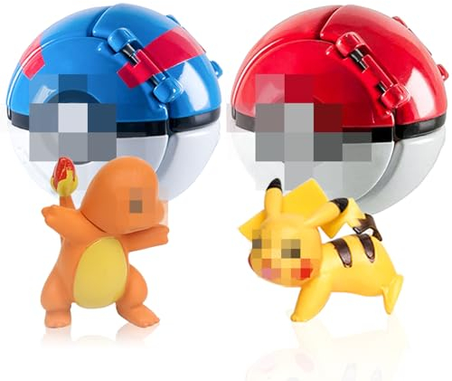 NEUNEL 2 Spielzeug Ball + 2 Mini Figuren, Ball mit Actionfiguren Spielzeugset, Bälle zum Werfen für Kinder, Geschenke für Jungen und Mädchen
