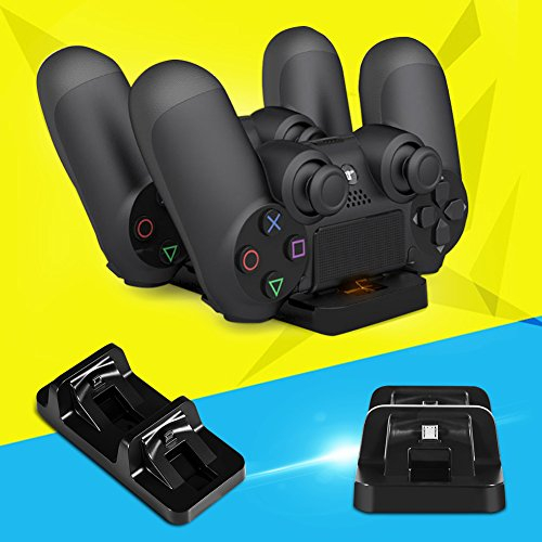 Ladestation Controller Schwarz Abs Dual Lade Dock Docking Station Ständer USB Für 4 Game Controller