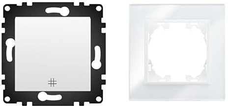 WESA - Interruptor de Pared de Cruzamiento con Marco de Cristal Blanco, Fácil instalación con Opción a Distintos Diseños.