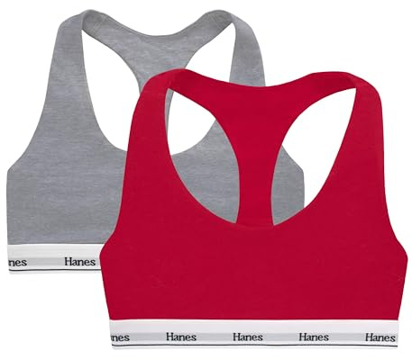 Hanes Women's Originals Racerback Bralette Pack, Breathable Stretch Cotton Bras, 2-Pack