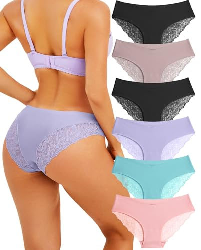 FINETOO Hipster Unterwäsche Damen Seamless Slips Nahtlos Brazilian Slip Damen Unterhosen Spitze Bequem Atmungsaktiv Frauen Sexy Set Mehrpack