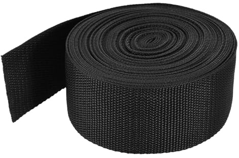 QUARKZMAN Leichtes PP-Gurtband 9.1 m x 50mm Spanngurt Gurtband Polypropylen Schwarz für Schneiden Nähen Outdoor Gepäck Rucksäcke Frachtgurte DIY Ladungssicherung