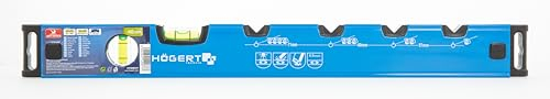 Högert Technik, Wasserwaage für Elektriker 480 mm, Libelle: 90° und 180°, Genauigkeit: 0,5 mm/m, Aluminiumprofil 1,6 mm, blau