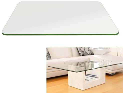 SXKJQER Plateau De Table en Verre Trempé, Dessus De Table Rectangle/Carré Verre Trempé, Verre Table De Bout Rectangle/Carré Plateaux, pour Table De Salle À Manger, Table Basse(70x50cm)