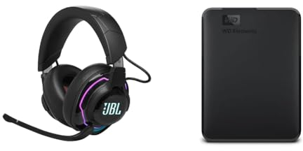 JBL Quantum 910 Over-Ear Gaming Kopfhörer & WD Elements Portable Externe Festplatte 2 TB (mobiler Speicher, USB 3.0-Schnittstelle, Plug-and-Play, für Windows formatiert) Schwarz