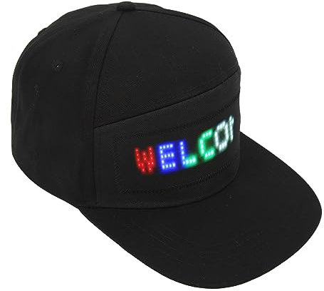 Gorra LED con Control Bluetooth Programable, Pantalla LED de Desplazamiento Colorida, Sombrero Ajustable para Conciertos al Aire Libre y Eventos