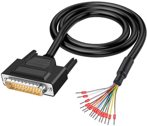 PENGLIN 2 Meters 26AWG DB25 Male RS232 25 Pins Serial Extension Cable | RS232 D-SUB DB25 Serial to 25 Bare Wire Connector