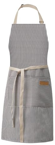 DILLMAN Küche Kochen Einstellbare Schürzen.Männer Frauen Lätzchen Weiche Chef Streifen Schürze mit 2 Taschen (Schmale braune Streifen)