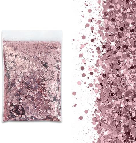 SHUOHONG 100g Glitter, Bene Brillantini Viso, 3 Taglie Miste Brillantini Unghie, Lucido Paillettes, Brillantini per Capelli, Glitter Corpo per Musica, Feste, Trucco del Festival (Rosa Scuro)