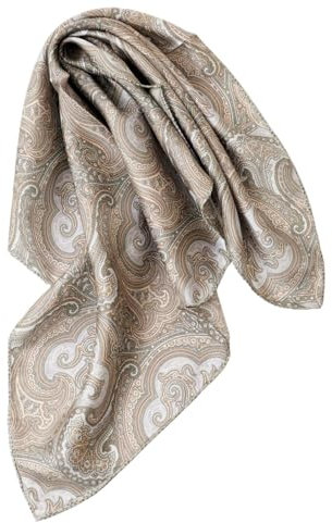 Prettystern handrolliertes Seiden-Halstuch Damen Herren reine Seide Bandana Sommer Frühling Seiden-Tuch 30 Grau Paisley