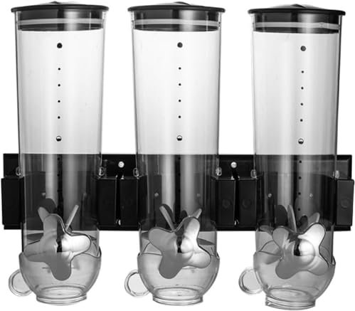 XWBLDBDFC Dispenser/Wall Bracket Cereal Dispenser/Cornflake Dispenser/Double and Triple Dispenser for Muesli, Cornflakes and Cereals Dry Food- Black