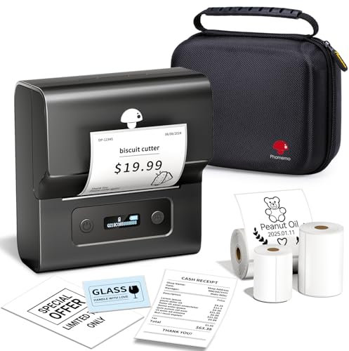 Phomemo M221 Etikettendrucker Satz - Thermo Bluetooth Etikettendrucker Beschriftungsgerät Labledrucker,für Barcode,Einzelhandel,Büro,kleine Unternehmen,für Android & iOS & PC- Grau