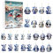 Weihnachten Adventskalender 2024, 24 Tage Weihnachten Countdown Kalender mit 2D Blau Dinosaurier Anhänger, Acryl Hängende Spielzeug Adventskalender 2024 für Weihnachtsbaum Dekor, Geschenke Weihnachten
