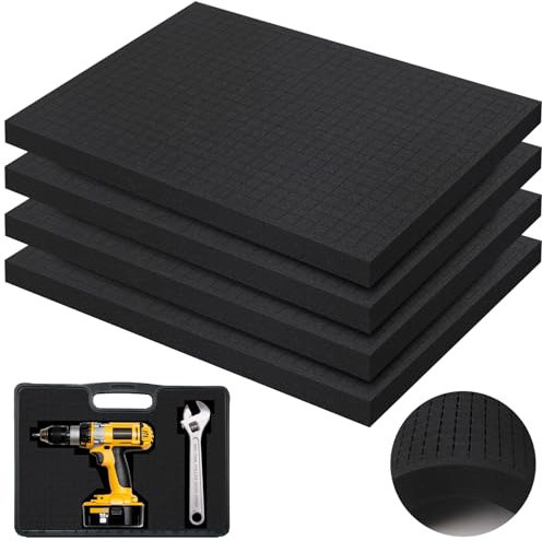 YFLeomry Rasterschaumstoff 4 Stück (400x300x25mm)- Schaumstoffeinlage Werkzeug,Schaumstoffeinlage für Transport - Hochwertiger Schaumstoff Zuschnitt für Verpackung, Lagerung,DIY