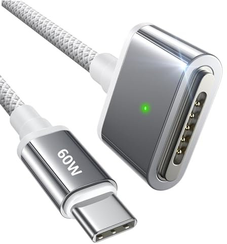 USB C to Mag-Safe 2 Male to Female Adapter, Type-C PD 60W Power Charging Connector Converter for Mac Book Air & Pro, Fast Charger, with Type-C Male to Male Cable [After 2012 and Before 2021 Models]