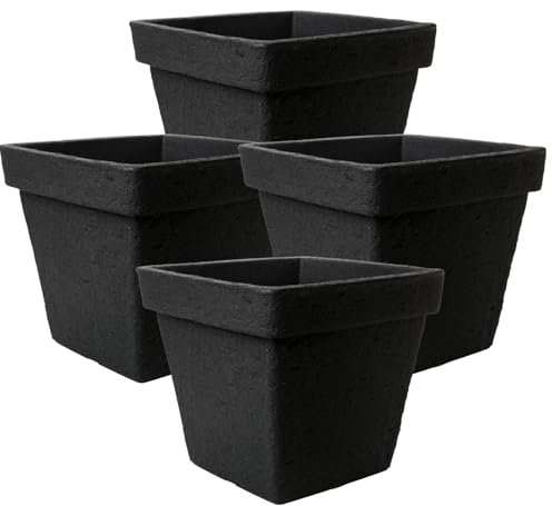 Centi Juego de 4 macetas extremadamente robustas: maceta grande exterior de 40 x 40 cm en antracita, maceta grande para exterior – perfección para tu jardín