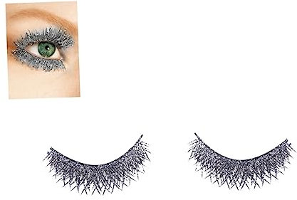 WRITWAA Faux Cils Longs et Épais Paillettes Argentées et Filles Extensions de Cils Croisés pour Cosplay et Événements Festifs