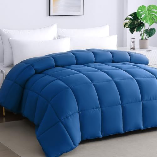 STWIENER Soft Alaskan King Comforter 120x 132, Extra Large Lightweight Quilted Down Alternative Comforter Duvet Insert for All Season-Fluffy Breathable Microfiber(Dark Blue, Alaskan King)