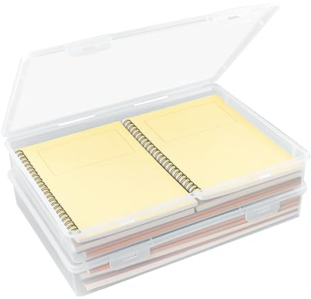 alwaiiz 2 Stück Aufbewahrungsbox mit Deckel 32x23x5cm, Transparente Aufbewahrungsboxen aus Kunststoff, Organizer Klein für Dokumente, Briefe, Schreibwaren