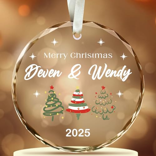 Personalisierte Weihnachtskugeln mit Name für Familie, 2025 Weihnachtskugeln mit individuellem Design, Glas Weihnachtsbaum Dekoration, Kinder, Paare, Freunde, Partner, Familie
