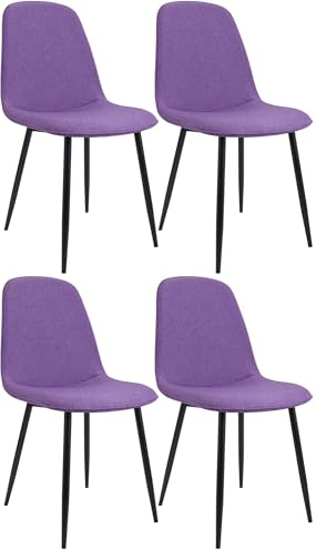 CLP Esszimmerstuhl 4er Set gepolstert Maryam, Küchenstuhl mit Rückenlehne, 150 kg belastbar für Küche, Wohnzimmer und Schlafzimmer | Farbe lila Material Stoff