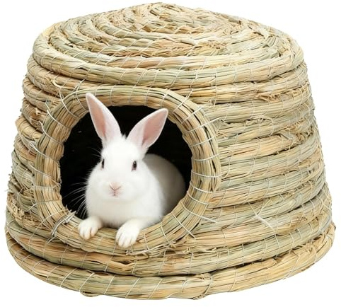 Kaninchenhäuser – Habitat für Käfig atmungsaktiv und handgeflochten – Kaninchenstall zum Nagen, für den Innen- und Außenbereich, Katzen, Haustiere, kleine Haustiere, Hühner, Hamster