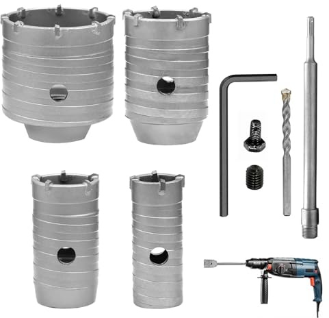 6 forets à carottage à sec pour béton, diamètres 30/40/50/68 mm, avec queue ronde de 320 mm et adaptateur SDS-Plus. Idéal pour le carottage dans le béton, la brique, la maçonnerie l'installation