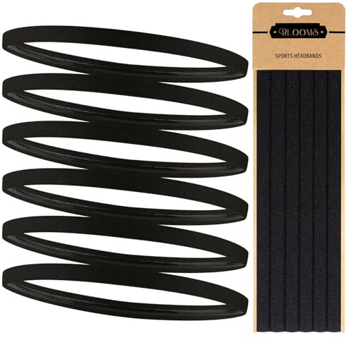Blooms 6 Pezzi Fascia Capelli Sportiva - Fascetta Capelli Uomo Antiscivolo Sottile Cerchietto Elastico Sport per Yoga, Calcio, Basket, Fare Jogging, Tennis