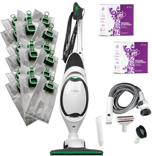 VORWERK FOLLETTO VK150 NUOVO – Aspirapolvere con Filo da 900W con Spazzola HD50 e Sistema a Sacco con Filtro HEPA (KIT: Tubi + 12 Sacchetti)