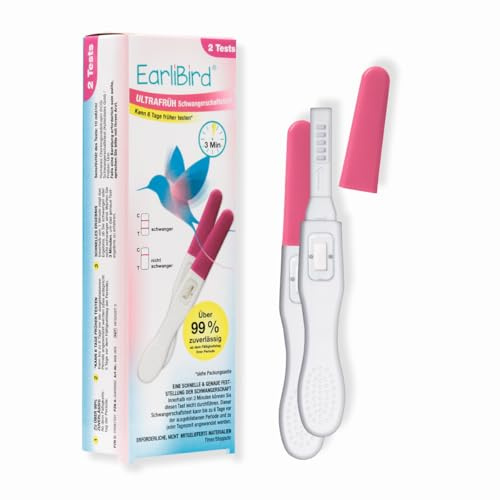 EarliBird® Ultra-Früh Schwangerschaftstest Doppelpack | Über 99% Zuverlässigkeit | 6 Tage früher testen | Einfache Anwendung | Schnelles Ergebnis | 2 Tests