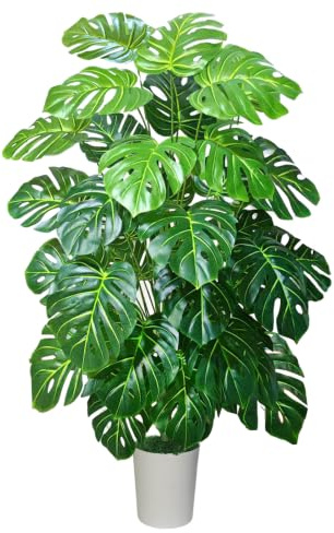 Natligard Kunstpflanzen Groß Monstera, 135cm für Wohnzimmer, Balkon, Büro | 36 Blätter, künstliche Pflanzen groß, Wasserfest, Pflegeleicht, Stabiler Stand, für Wohnzimmer, Büro, Einkaufscenter & Feiern