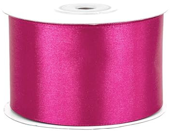 Satinband 50mm x 25m Rolle - FARBAUSWAHL in 3/6/12/18/25/38/50/75/100mm - farbecht & waschbar - Schleifenband für Hochzeit - Geschenkband zum Verpacken Dekorieren Basteln - Fuchsia 183D