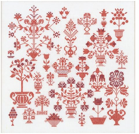 Thea Gouverneur - Counted Cross Stitch Kit - Antique Flower Sampler - Aida - 18 Count - Embroidery Kit for Adults - DMC Embroidery Threads and Other Cross Stitch Supplies Included - 2092A