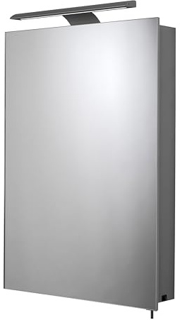 Croydex Madison 70 x 50cm Bathroom Mirror Cabinet with Overhead Light | Aluminium Carcass | LED Lighting Bar | Hang N Lock Single Person Fitting System | Integrated Shaver Socket