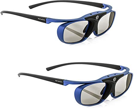 2X Hi-SHOCK RF Pro Deep Heaven | Funk 3D Brille kompatibel mit Epson/Sony RF Beamer komp. mit JVC PK-AG3 & PK-EM2 3D-Synchro-Sender / TDGBT500A [Shutterbrille | 120 Hz | Akku | 32g | FHD3D RF]