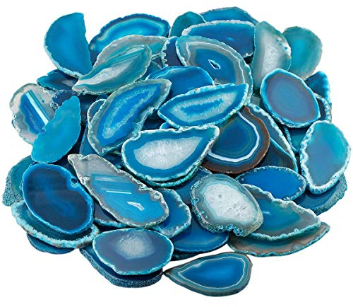 mookaitedecor 12 Stück Natürliche Geode Achat Scheiben, unregelmäßige poliert Achat Edelsteine Namen Karten für Hochzeit