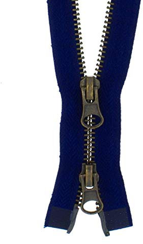 zipworld 2-Wege Reißverschluss Metall Brüniert teilbar 5mm 2MB dunkelblau - 330 (70cm)