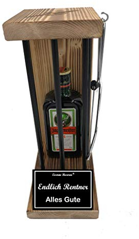 Jägermeister Rentner Geschenk Eiserne Reserve Black Edition Text s/w Endlich Rentner Alles Gute Geschenkidee Kräuter Likör (1 x 0.35 l)