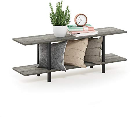 Furinno Turn-N-Tube Tablette Large Polyvalente à 2 Niveaux, Chêne Français Gris/Noir, One Size