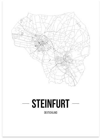 JUNIWORDS Stadtposter - Wähle Deine Stadt - Steinfurt - 30 x 40 cm Poster - Schrift B - Weiß