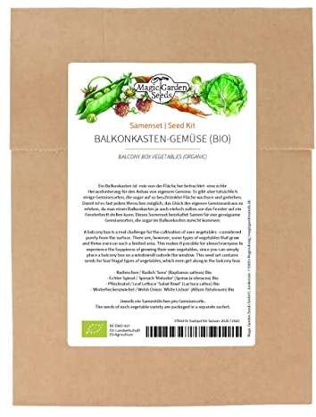 Balkonkasten-Gemüse (Bio) - Samenset mit 4 essbare Pflanzensorten, die mit so wenig Platz zurecht kommen